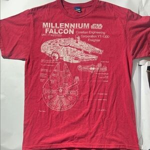 Star Wars Millennium Falcon Blueprint -  Red Graphic T-Shirt